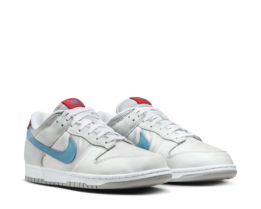 Nike Dunk Low Qs Mtlc Silver / Aegean Storm - Neutral Grey - Flt Silver - Gym Red HF0391-001