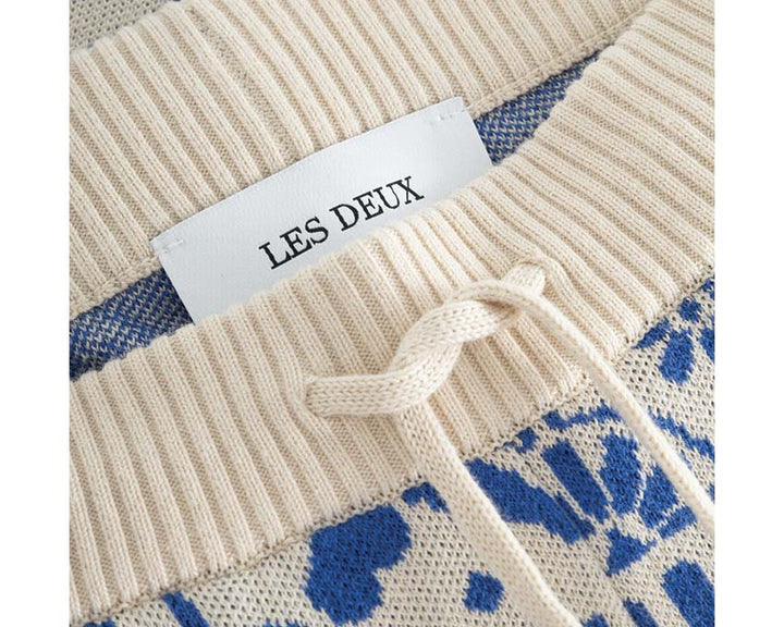 Les Deux Joaquin Jacquard Shorts Light Ivory / Surf Blue LDM531072