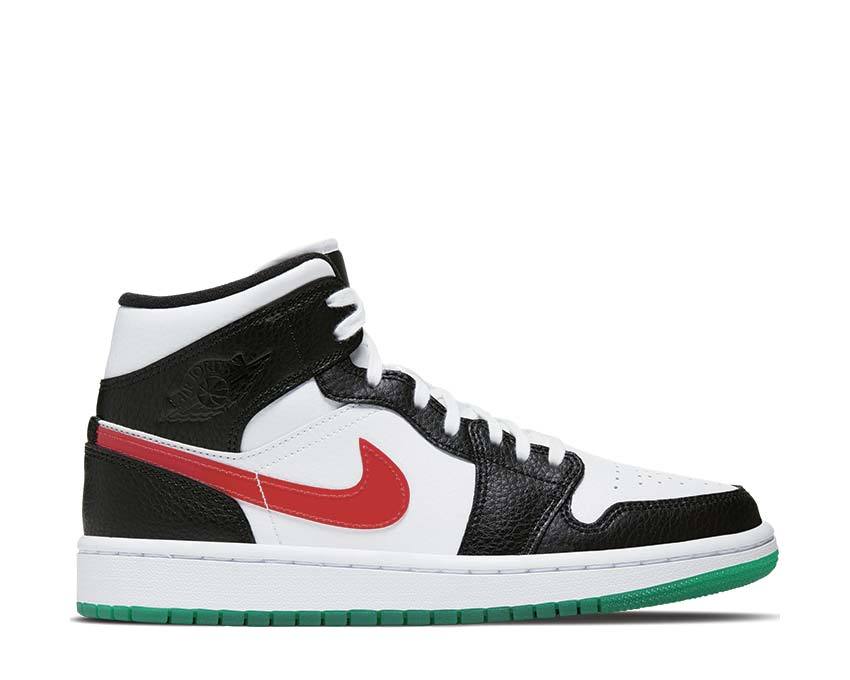 Air Jordan 1 Mid Black / University Red - White - Lucid Green BQ6472-063