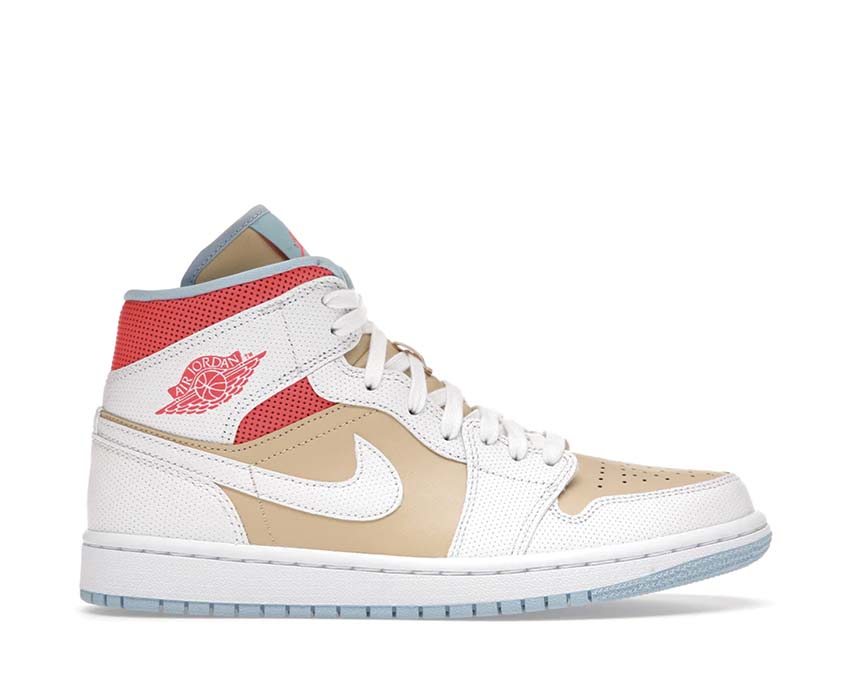 Air Jordan 1 Mid SE Sesame / White - Flash Crimson - Psychic Blue CZ0774-200