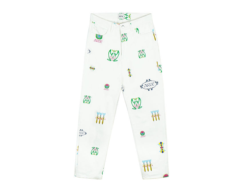 Arte Jean Logo Pants White Printed AW21-111P