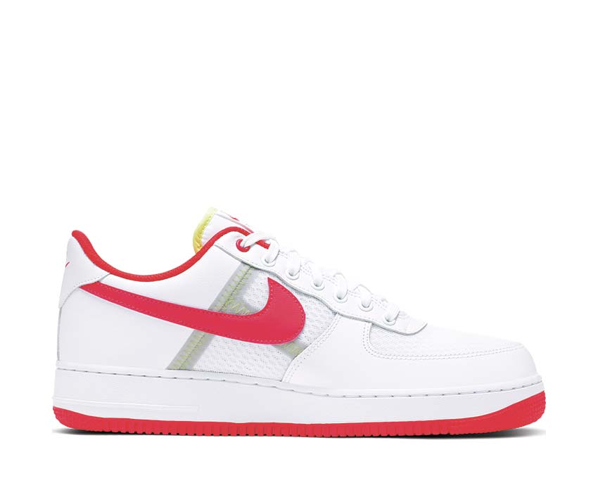 Nike Air Force 1 07' LV8 1 White Bright Crimson Barely Volt CI0060-102