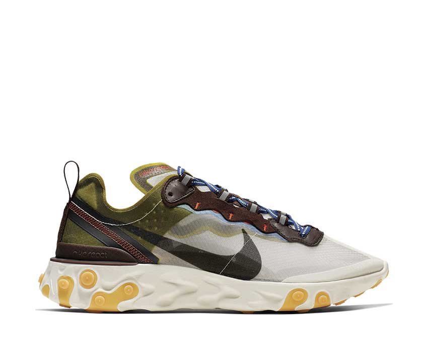 Nike React Element 87 Moss Black El Dorado Deep Royal Blue AQ1090-300